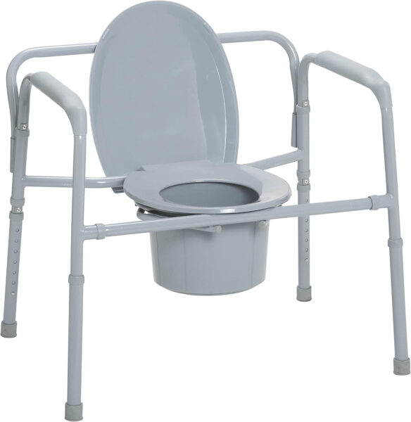 Drive Medical 11117N-1 Bariatric Commode Chair for Toilet with Arms, Gray