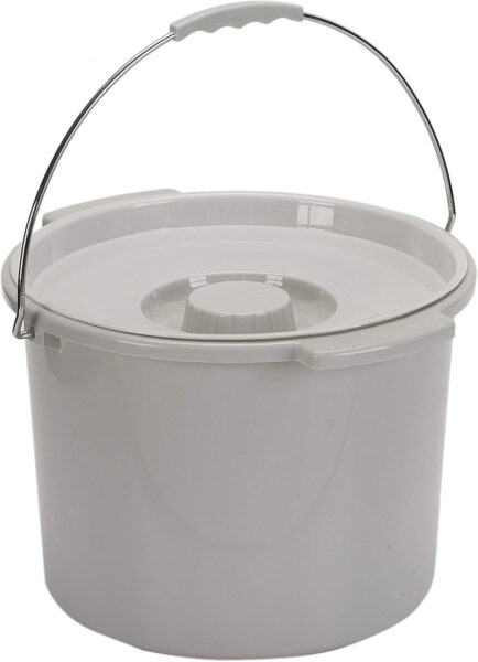 Drive Medical Commode Pail with Lid 12 Quart Gray, 2.38 Pound