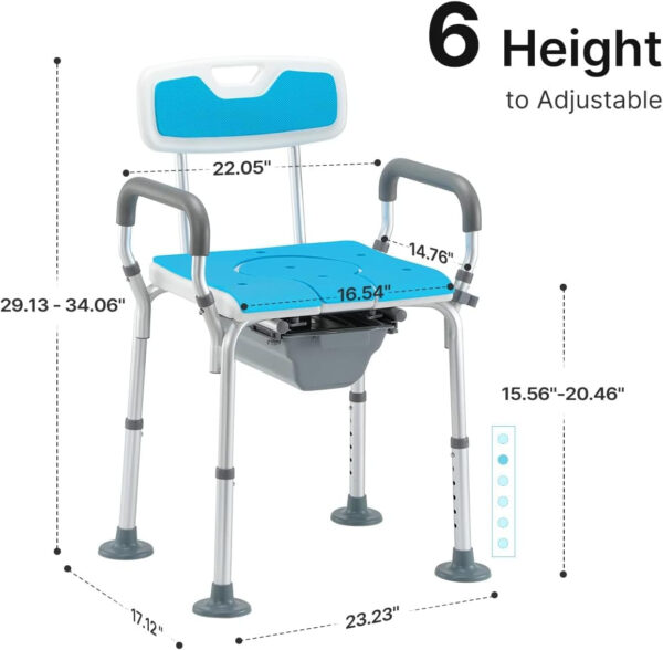 HEAO 4 in 1 Heavy Duty Bedside Commode with Arms and Back 400lbs, Medical Commode Chair with Bucket, Adjustable Padded Commode Chair for Toilet, Potty Chair for Seniors, Adults, Handicapped