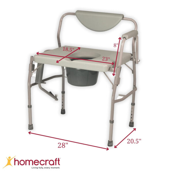 Homecraft Deluxe Bariatric Drop Arm Commode, 1000 Pound Weight Capacity, Adjustable Height Bedside or Over-the-Toilet Commode, Designed for Patients Who Struggle with Obesity, Easy-to-Assemble