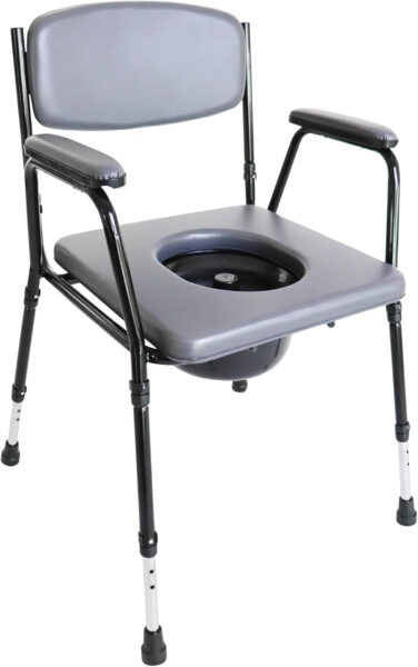 Pepe – Padded Bedside Commode, Commode Toilet, Bedside Commodes for Seniors with Bucket, Bedside Toilet Chair, Adjustable Stand Alone Toilet Safety Rail