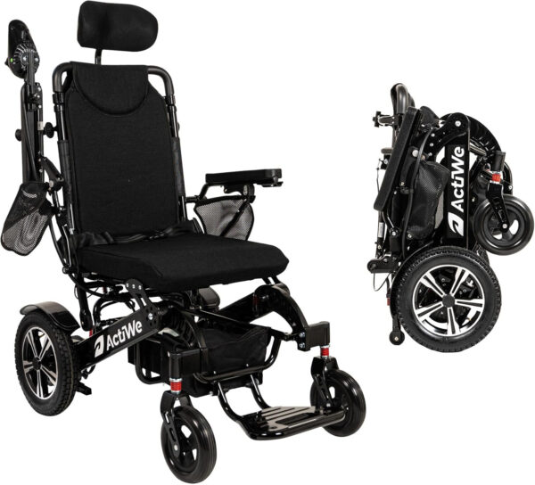 WX9000 Electric Wheelchairs for Adults Reclining Foldable Electric Wheelchair, All Terrain Motorized Wheelchair for Adults Portable Folding Power Wheel Chair – Silla de Ruedas Electrica (Black)