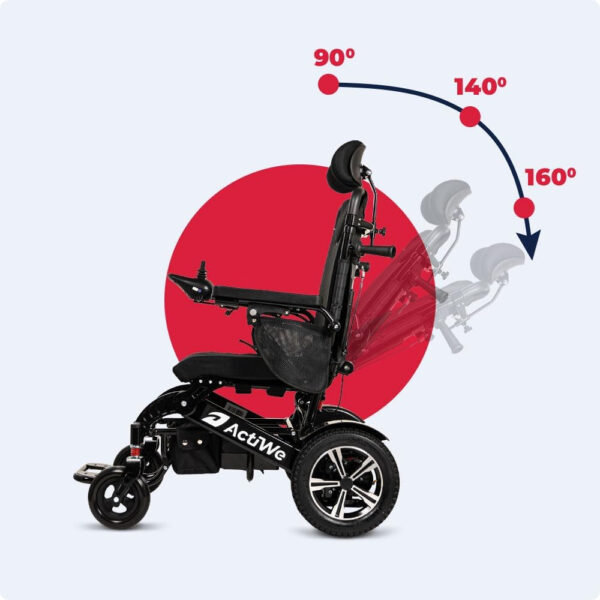 WX9000 Electric Wheelchairs for Adults Reclining Foldable Electric Wheelchair, All Terrain Motorized Wheelchair for Adults Portable Folding Power Wheel Chair – Silla de Ruedas Electrica (Black)