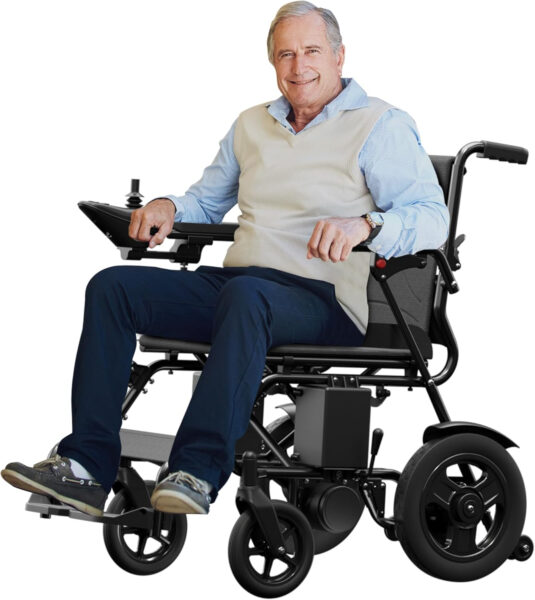 Electric Wheelchair for Adults, Lightweight and Foldable, 15 Miles Long Travel Range, All Terrain Motorized Wheelchair for Seniors Portable