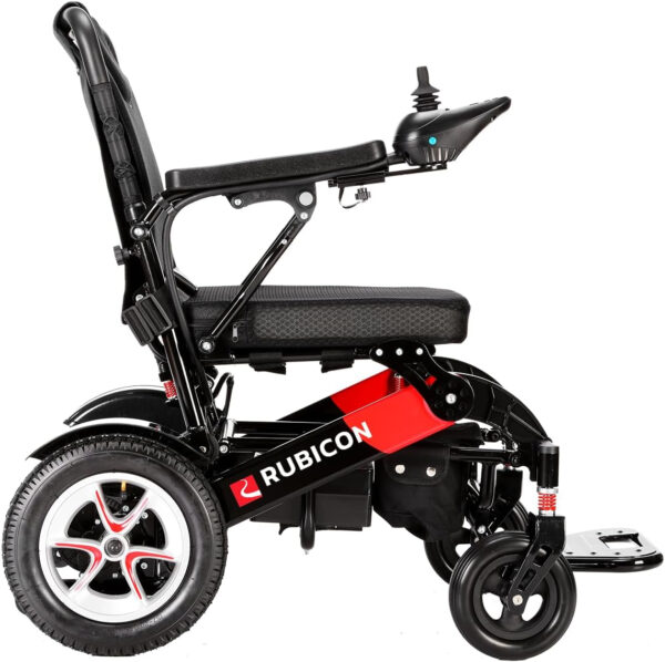 DX08 Rubicon – Puncture-Free Wheels Electric Wheelchair with Longest Range 25 Miles, Powerful 600W Motors, Airline Approved Electric Wheelchair with Dual 12AH Lithium Batteries