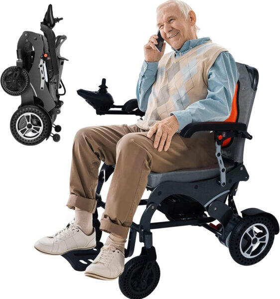 Nixlift Foldable Electric Wheelchairs for Seniors – All Terrain Motorized Wheelchair, Compact Portable, Powerful Motors, Security & Comfortable, 10AH Battery, Airline Approved