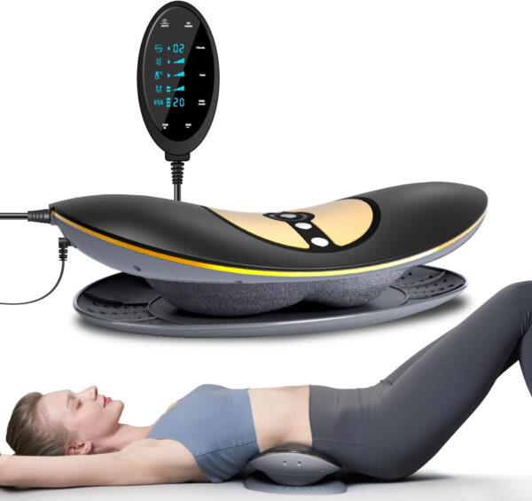 Electric Lumbar Traction Device, Multifunctional Back Traction Device with Dynamic Airbag Traction, 20-Level Electrotherapy, 3-Level Vibration Massage and Thermal Therapy from 113 to 131℉