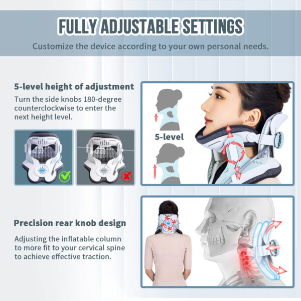 Twinklepoch Cervical Neck Traction Device, Electric Air Pump Cervical Traction Device with 3 Power Traction and 8 Built-in Airbag Support, Neck Pain Relief and Relaxation