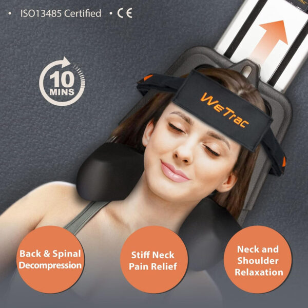 iSTIM WeTrac Cervical Neck Traction, Relaxer and Stretcher, Pain Relief for Spinal Decompression, Relieving Pinched Nerves, and Cervical Pain, Home Use, with Travel Bag