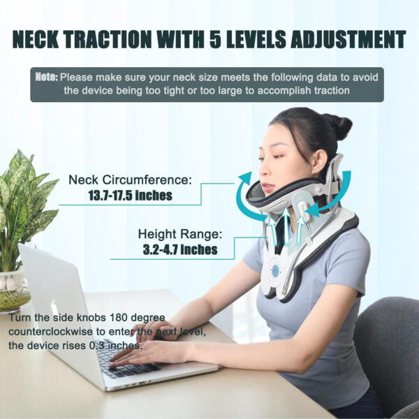 Cervical Neck Traction Device,Electric Air Pump Neck Stretcher Cervical Traction Device,with 3 Power Traction and 8 Airbag Support,Neck Brace which Decompresses the Neck and Relieves Neck Tension