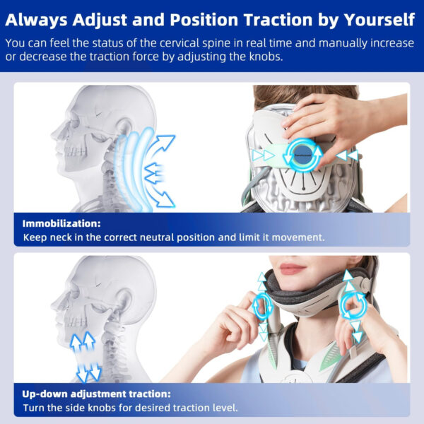 Twinklepoch Cervical Neck Traction Device – Home Use Neck Traction Device, Manual Air Pump with 3 Power Tractions and 8 Built-in Airbag Support, Fully Adjustable Neck Stretcher