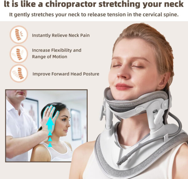 zenopax Cervical Neck Traction Device, Neck Stretcher for Neck Traction and Support, with Air Pump and 8 Built-in Airbag Support, Adjustable Neck Traction Devices for Home Use to Relieve Neck Pain