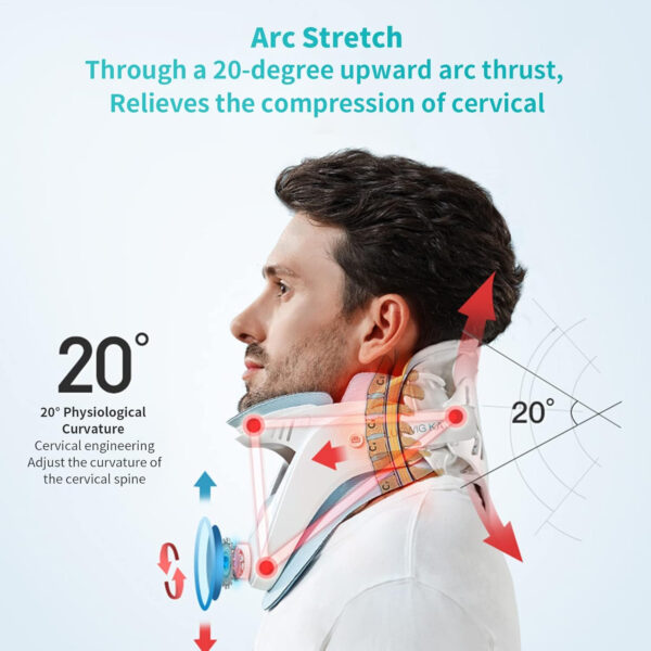 Cervical Neck Traction Device Adjustable Ergonomic Neck Stretcher for Pain Relief Cervical Spine Alignment Neck Brace with Airbag Support Best Gifts for Men/Women/Dad/Mom/Him/Her