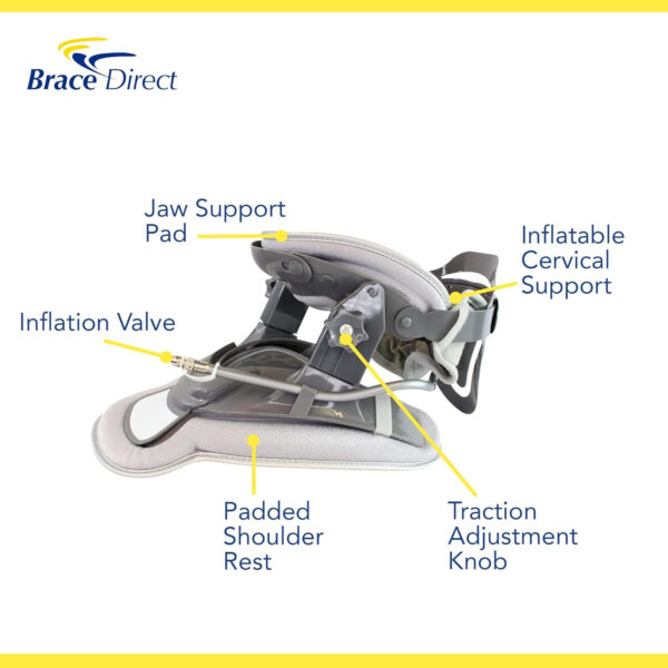 Brace Direct Cervical Neck Air Traction Collar and Stretcher- Relief for Neck and Shoulder Pain, Tension, Strain, or Pinched Nerves, Plus Improves Spine Alignment and Posture Fully Adjustable