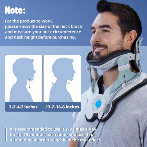 Cervical Neck Traction Device, Adjustable Air Pump Inflatable, Built-in 8 Airbag, Neck Stretcher for Cervical Pain Relief and Relaxation