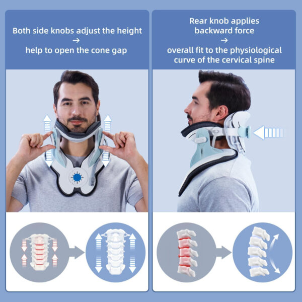 Cervical Neck Traction Device, Adjustable Air Pump Inflatable, Built-in 8 Airbag, Neck Stretcher for Cervical Pain Relief and Relaxation