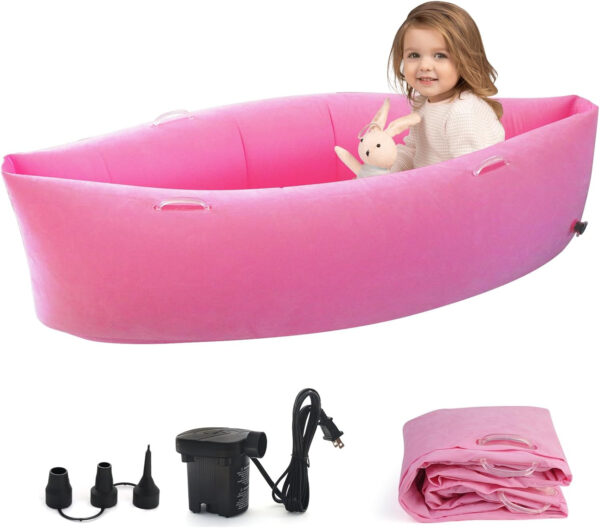 Sensory Chair for Kids, 60″ Inflatable Sensory Pod, Sensory Pod for Autistic Children, Peapod Sensory Chair Kids-Includes Electric Air Pump, Pink