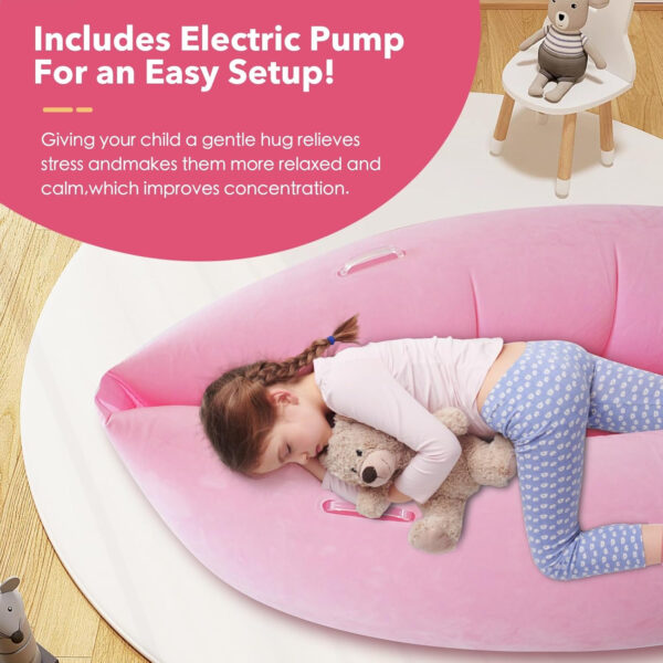 Sensory Chair for Kids, 60″ Inflatable Sensory Pod, Sensory Pod for Autistic Children, Peapod Sensory Chair Kids-Includes Electric Air Pump, Pink