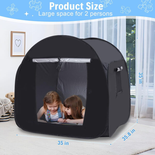 Kids Pop-up Sensory Tent, Foldable Blackout Tent for Children with Autism and ADHD, Calm Corner with Cognitive Toys Included, with Mesh Windows， Ideal for Kids with Special Sensory Needs