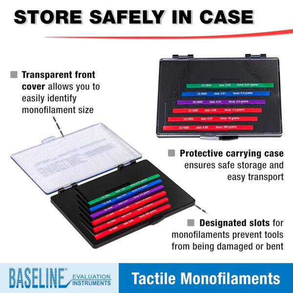 Baseline Tactile Monofilament Sensory Perception Evaluation Tool 6-Piece Set, Clinical Level Screening Test for Hands, Feet, (2.83, 3.61, 4.31, 4.56, 5.07, 6.65 Gram)