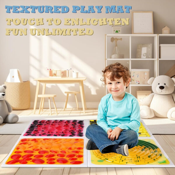 Liquid Sensory Tiles for Kids Set of 4: Lava Floor Tiles Sensory Experience for Kids’ Development Liquid Fusion Activity Mat: Exciting Learning Through Sensory Play