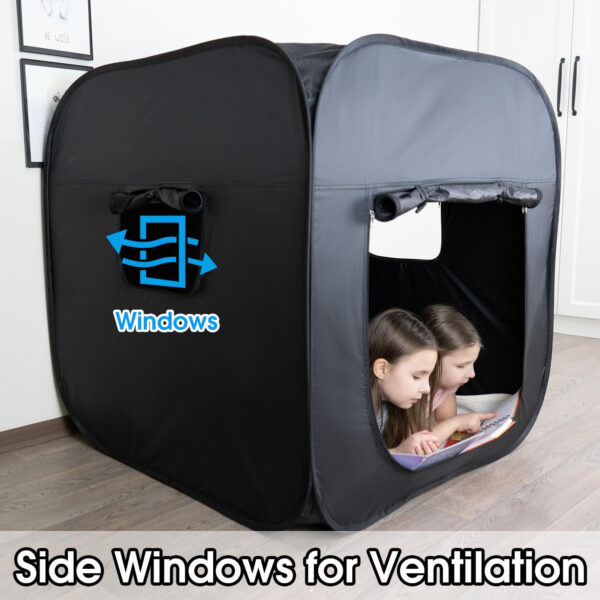 Sensory Tent for Kids – Blackout Sensory Room Pop-up Play Tent for Children with Autism, ADHD, SPD – Calming Hideout Sensory Corner Tent with Additional Windows(Size 40x40x40in)