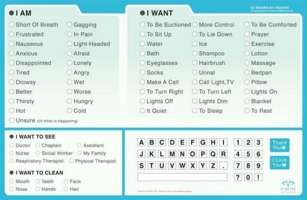 Vidatak EZ Board for Patient Communication, English