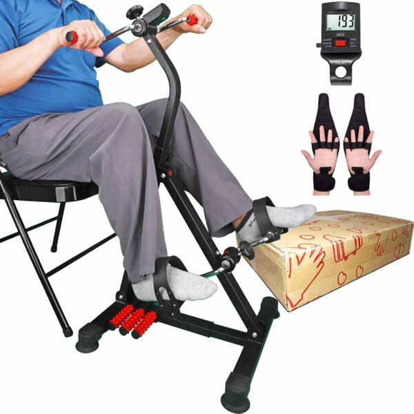 Pedal Exerciser Bike Hand Arm Leg and Knee Peddler Adjustable Fitness Equipment for Seniors, Elderly Home Dual Pedal Exercise Bike for Total Body – Great Gift for Elderly Rehab