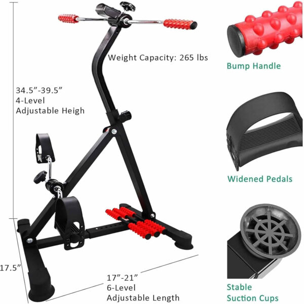 Pedal Exerciser Bike Hand Arm Leg and Knee Peddler Adjustable Fitness Equipment for Seniors, Elderly Home Dual Pedal Exercise Bike for Total Body – Great Gift for Elderly Rehab