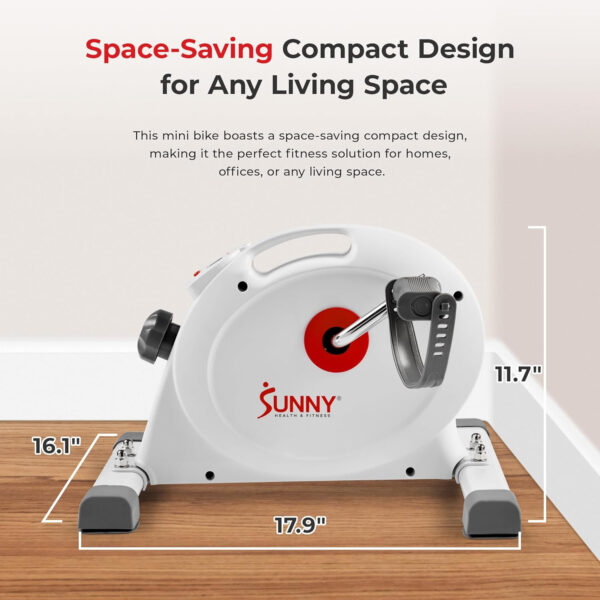 Sunny Health & Fitness Smart Exercise Bike, Under Desk Mini Arm/Leg Pedal Exerciser for Senior Workout, Cycle Cardio Training at Home, Free SunnyFit App Connect, Optional in Color, Mat/Workout Bands