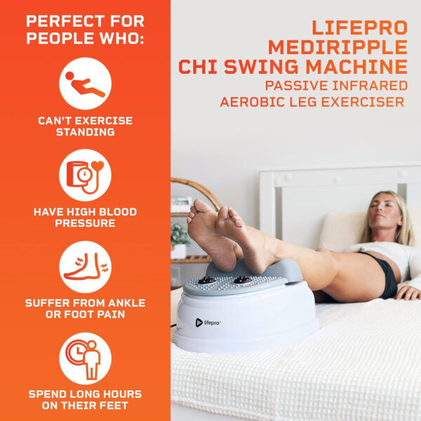 LifePro Chi Machine Lymphatic Massager – Original Chi Swing Machine for Passive Aerobic Leg Exercises – Use While Sitting or Lying Down, Body Shaker Exercise with Mediripple