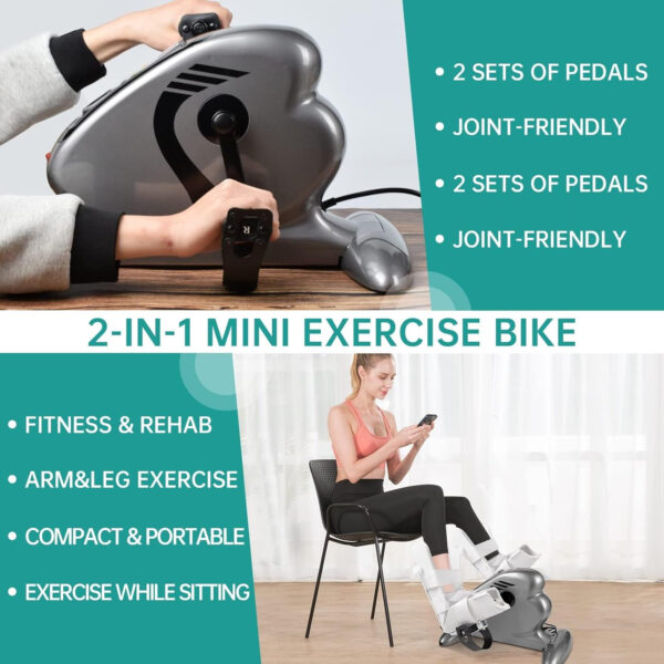 Ps Electric Pedal Exerciser Bike, Low Impact Motorized Pedal Exercise Bikes Physical Therapy Workouts Peddler Exerciser Assisted Legs, Knees, Feet,Arm Recovery Equipment for Home, Office Senior