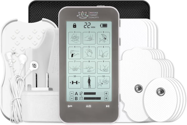 Deluxe TENS Unit and Accessories. EMS Muscle Stimulator for Pain Relief Therapy, Muscle Growth & Electric Stimulator for Physical Therapy. TENS Device for Back & Neck Pain, Sciatica, Nerve Pain