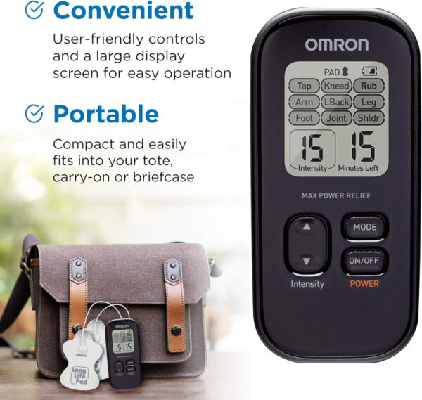 OMRON Max Power Relief TENS Unit Muscle Stimulator, Simulated Massage Therapy for Lower Back, Arm, Shoulder, Leg, Foot, and Arthritis Pain, Drug-Free Pain Relief (PM500)