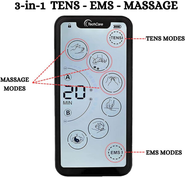 Tens Unit Muscle Stimulator 24 Massage Mode Tens EMS Machine Device Touchscreen Massager Intensity Deep Tissue Shoulder Pain Relief Sciatica Tendonitis Plantar Fasciitis