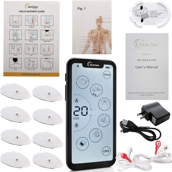 Tens Unit Muscle Stimulator 24 Massage Mode Tens EMS Machine Device Touchscreen Massager Intensity Deep Tissue Shoulder Pain Relief Sciatica Tendonitis Plantar Fasciitis