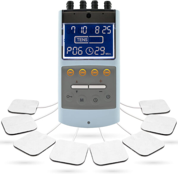 iStim TENS EMS Muscle Stimulator, EV-906 for Pain Relief and Muscle Strengthening, Japanese Gelled Electrodes Included