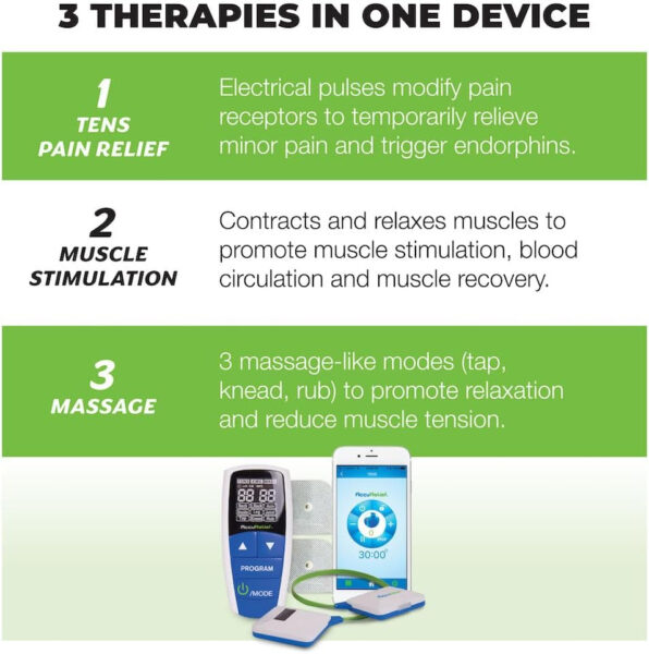 AccuRelief Wireless Tens Unit and EMS Muscle Stimulator – Includes Pulse Massager – Pain Relief Device with Remote and Mobile App, TENS Machine, TENS Device