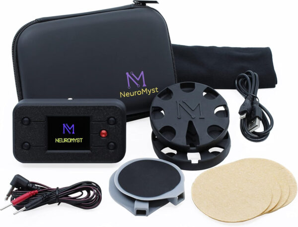 NeuroMyst Pro tDCS Device Kit – Dual DC + AC Modes, Broad Dose (4 mA), Rechargeable, Bonus Case