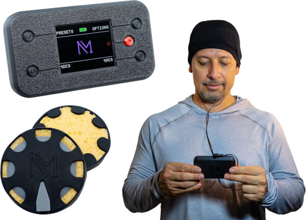 NeuroMyst Pro tDCS Device Kit – Dual DC + AC Modes, Broad Dose (4 mA), Rechargeable, Bonus Case