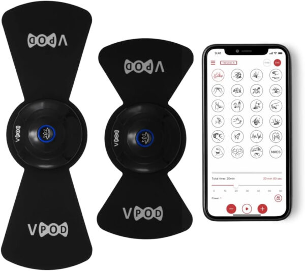 VPOD Deluxe Wireless TENS Unit – EMS Muscle Stimulator for Pain Relief Therapy, 24 Modes – TENS Massager Stimulation Machine for Sciatica, Back, Neck, Nerve – FSA/HSA Eligible