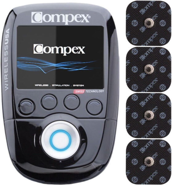 Compex Wireless USA 2.0 Muscle Stimulator w/ TENS Bundle Kit: Muscle Stimulation Machine, with Snap Electrodes,Programs, Wireless PODs etc, Black