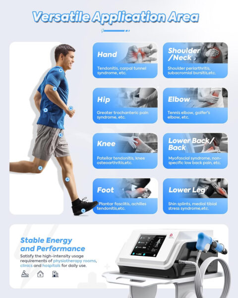 Extracorporeal Shock Wave Therapy ESWT Machine for Joint and Muscle Pain Relief, Muscle and Bone Tissue Regeneration, Painless, Non-Invasive, No Side Effects, PSP20