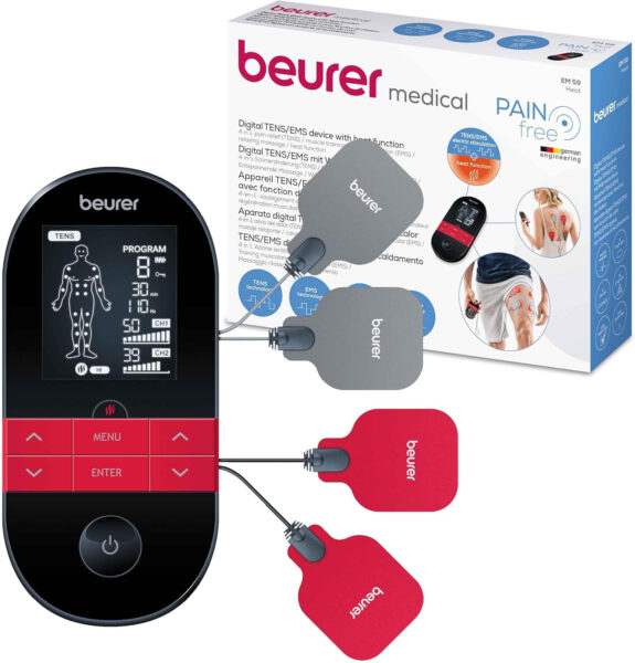 Beurer EM59 Digital TENS/EMS Device with Heat Function for Pain Management and Massage