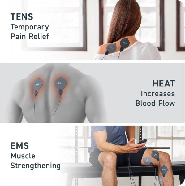 Pure Enrichment PurePulse Trio TENS & EMS Muscle Stimulator + Heat – Advanced Relief with 9 TENS Modes, 7 EMS Modes, 2 Heat Settings, Dual Channels + Convenient Portable Belt Clip & Storage Bag