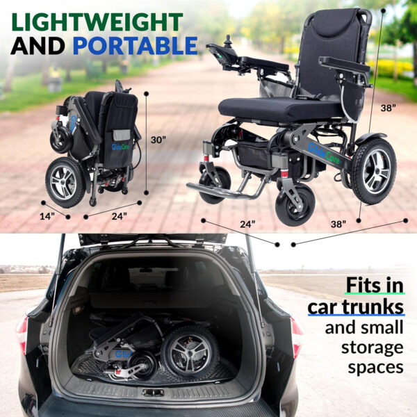 Glide Care G-6 Lightweight Foldable Electric Wheelchair for Adults – Airline-Approved, Compact Motorized Power Chair with 13-Mile Range, Silver Frame for Travel & Outdoor Use