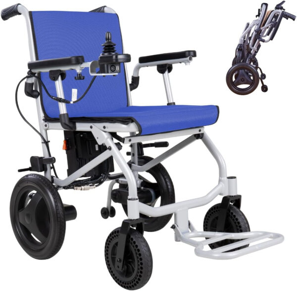 Rubicon DX04 – World Lightest (only 30lbs) Foldable Electric Wheelchair – Travel Size with Detachable Battery – Airline Approved – User Friendly – 10 mi Cruise Range (Model9)