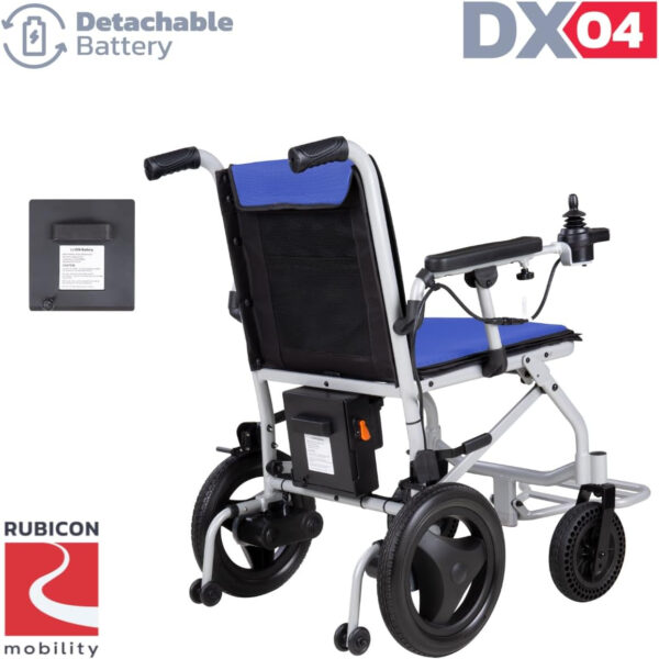 Rubicon DX04 – World Lightest (only 30lbs) Foldable Electric Wheelchair – Travel Size with Detachable Battery – Airline Approved – User Friendly – 10 mi Cruise Range (Model9)