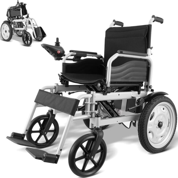 VEVOR Motorized Wheelchair for Adults and Elderly, Supports up to 265 lbs, 17.5-inch Seat, Compact Folding Design for Easy Travel, Up to 12.5 Miles Coverage, Terrain Versatile, with Adjustable Back