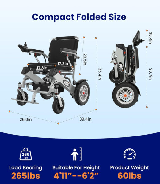 Electric-Wheelchairs-for-Adults, Lightweight-Electric-Wheelchair-Foldable, Folding Power Wheelchair, Handicap Motorized Mobility Scooters for Seniors, Powered Wheel Chair, All Terrain-FSA HSA